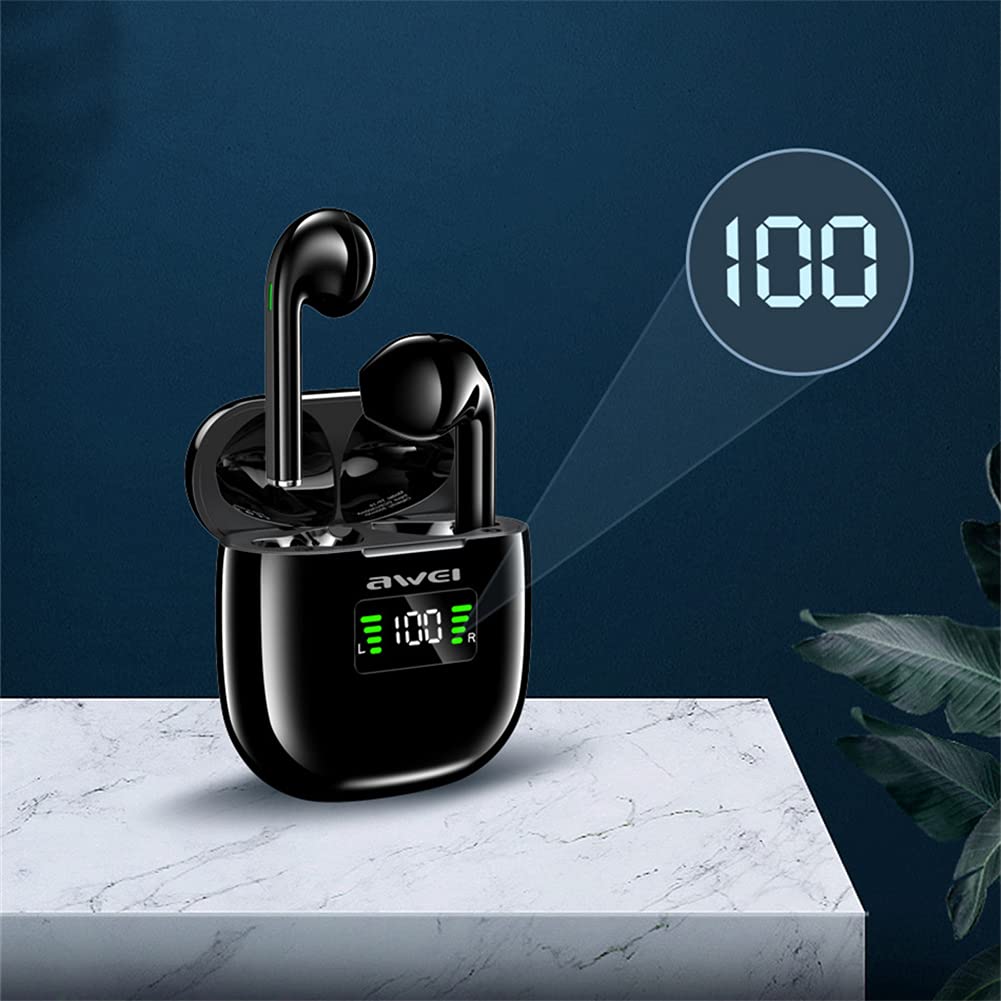 True Auricolari Wireless Bluetooth Cuffie Bluetooth Control Touch, Auricolari Bluetooth Impermeabili IPX4, con Riduzione del Rumore, per Gym Workout in Esecuzione,Nero