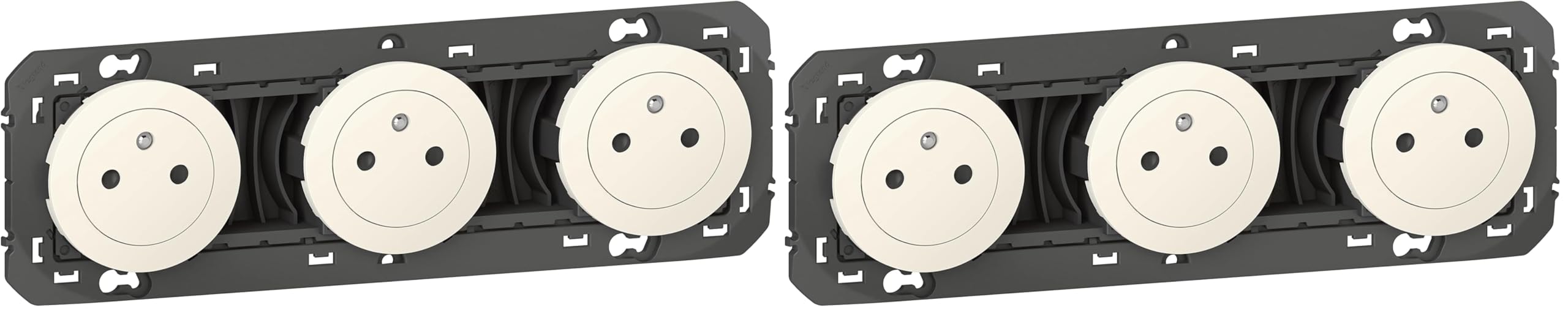 LEGRAND - Prise Triple Murale 16A avec Terre dooxie Surface - Prise 2P + T Affleurante avec Fond Rétractable - Fabriqué En France - Blanc (Lot de 2)