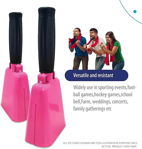 Miniatura 85 de Deke Home - Paquete de 2 cencerros de acero de 10 pulgadas con asa, fabricantes de ruido fuerte para fútbol, deportes, fiestas, competiciones, Azul