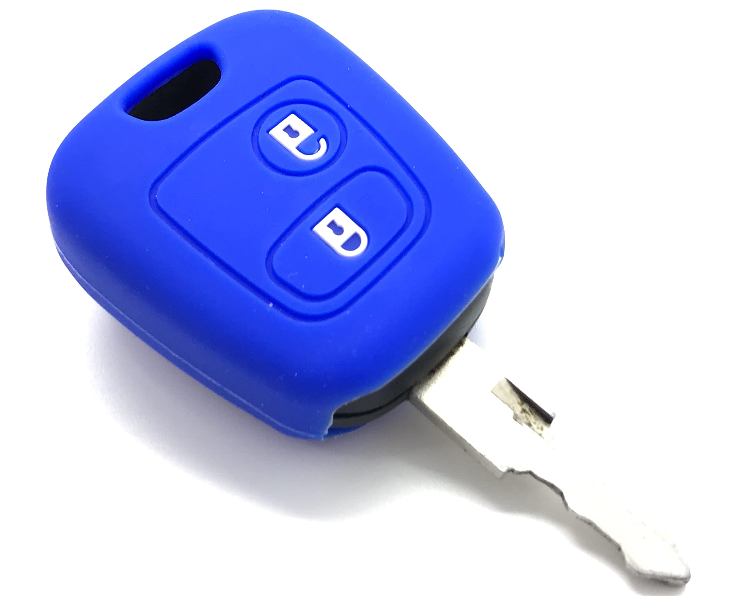 Nordecco - Custodia protettiva in silicone per chiave adatta per Peugeot 106 107 206 207 306 307 406 407 Partner 408 607, Citroen C1 C2 C3 Berlingo Saxo Picasso Xsara, Toyota Aygo 2 pulsanti (blu