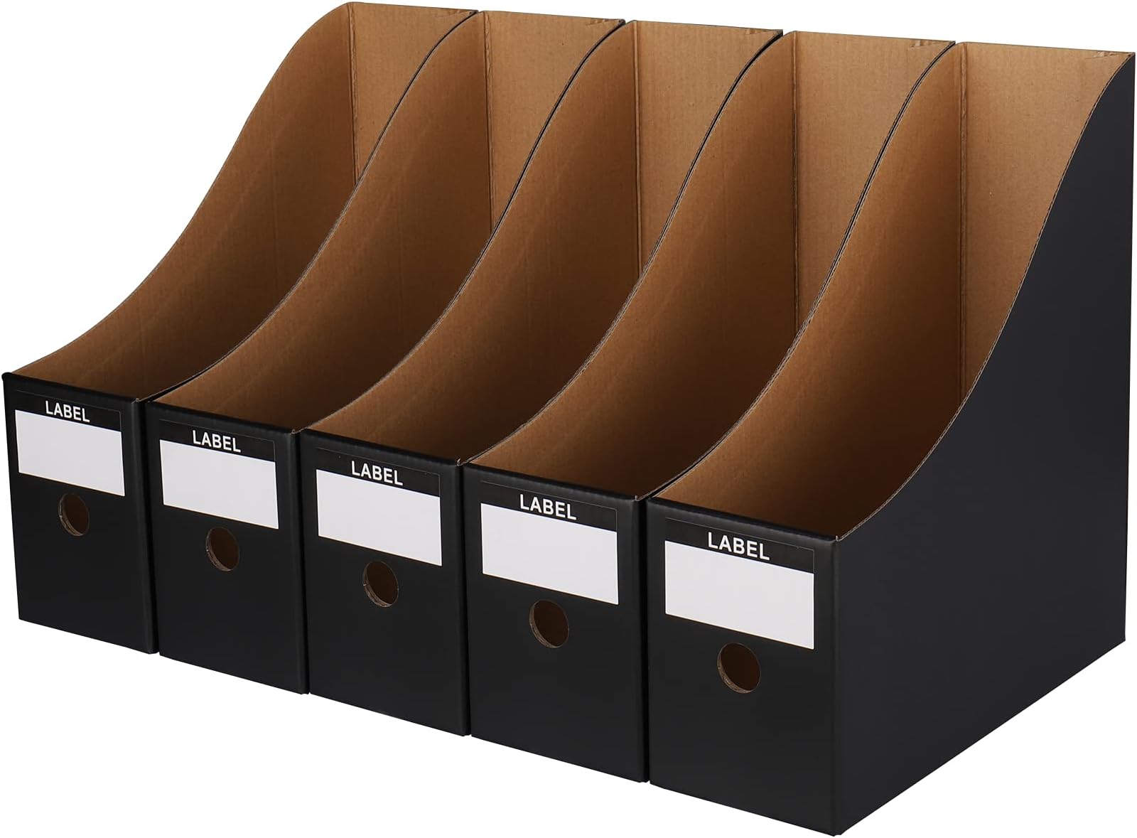 SFLHHDM Black Cardboard Magazine Holder, Sturdy Black Magazine Holder, Magazine Organizer Box, Black File Holder Magazine Racks for Office School Book Desk Organizer (Black 5 Pack)