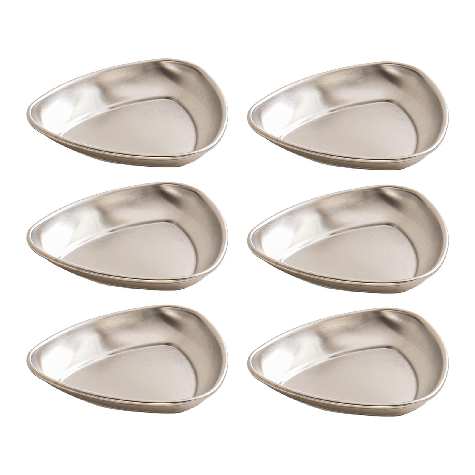 Buxuaaaa 6Pieces Effective Stainless Steel Miniature Bowls Tray Stable Dishes for Sauce and Condiments in Delicate Designs Round Seasoning Bowls