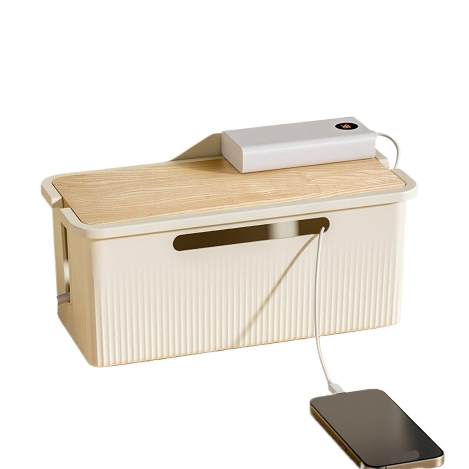 2PCS Plastic Cable Storage Box Multi-Purpose Cord Organizer Desktop Power Management for Office and Home(L)
