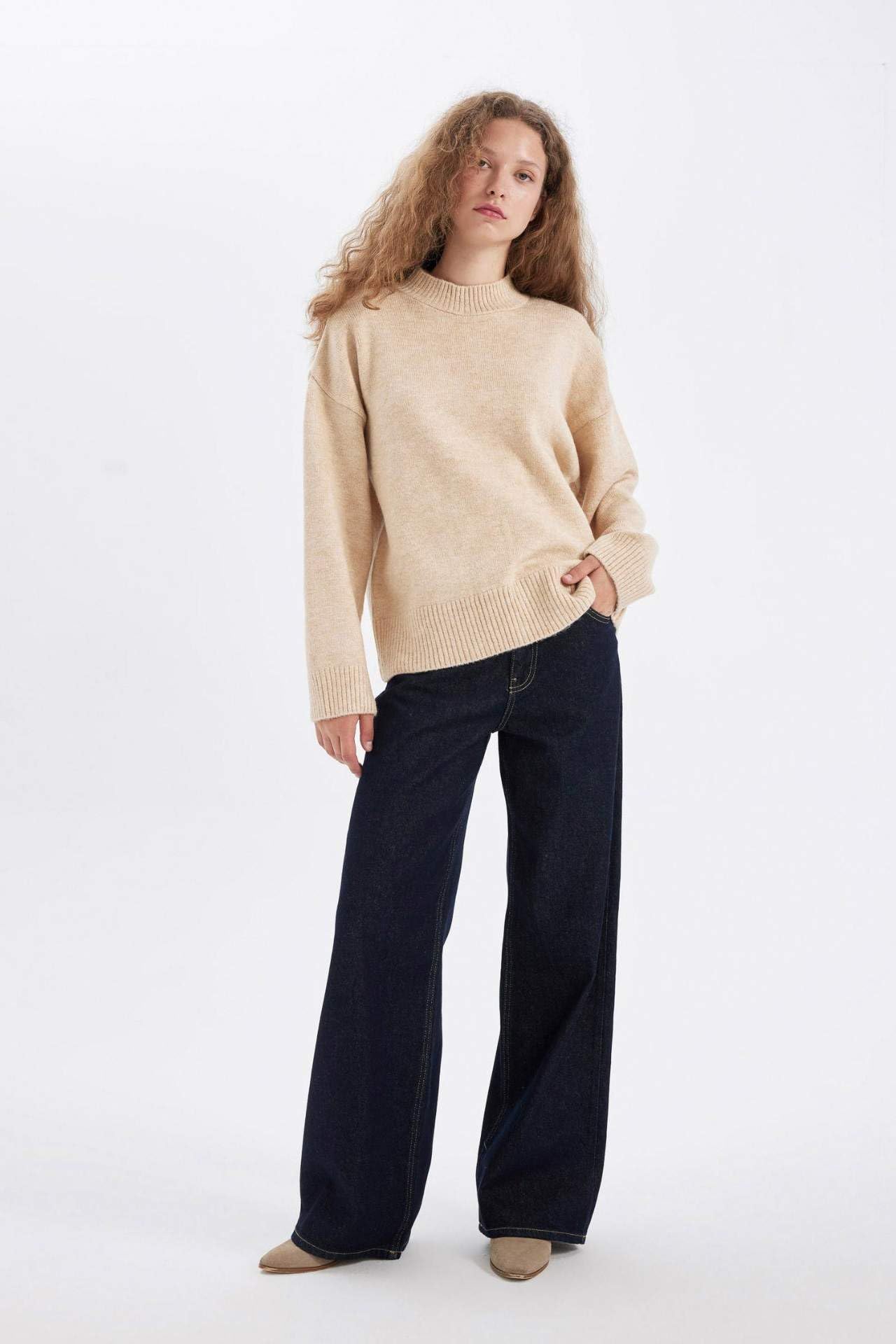 DeFacto Damen Strickmode - Stilvolle Strickpullover Blusen & Tuniken für Damen - Auswahl an Pullover - Feinstrickpullover Strickjacken und Pulli