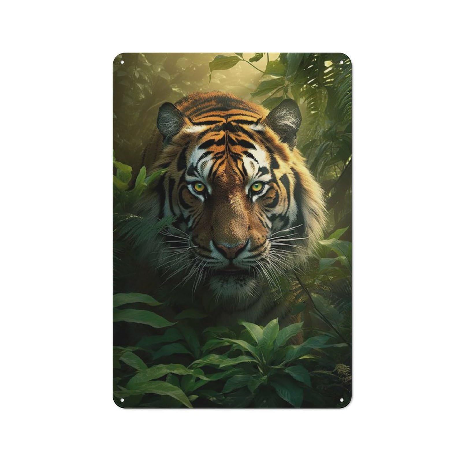 The Tiger in Rain Forest Vintage Tin Sign 30x20cm for Home Office Or Studio, for Metal Sign Collectors, for Living Room And Hallway Decor