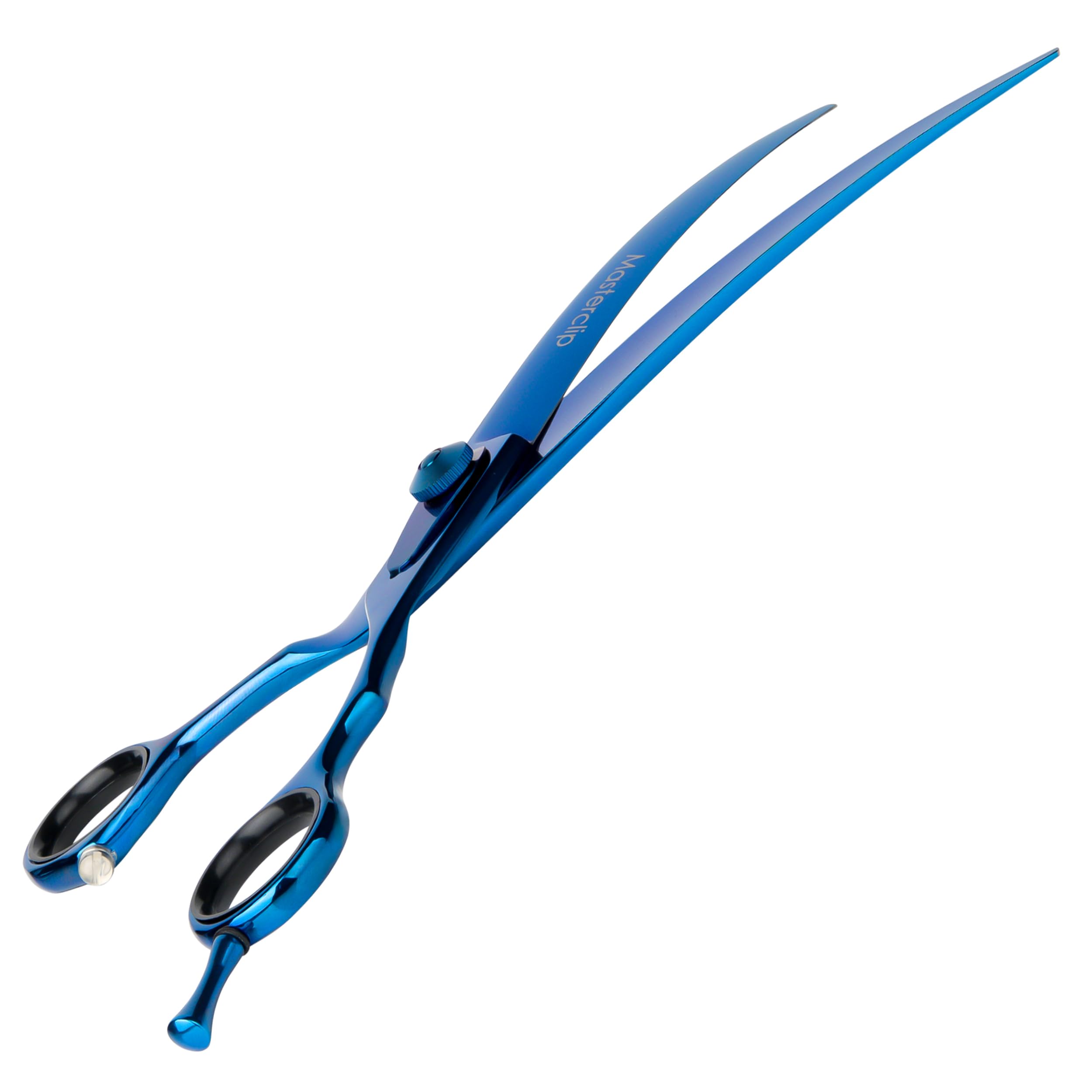 Masterclip 7.5” Topaz Curved Scissors – Premium High-Grade Mirror Polished Stainless Steel Dog Grooming Scissors – Ideal for Trimming Around The Natural Curves of a Dog (Right Handed)