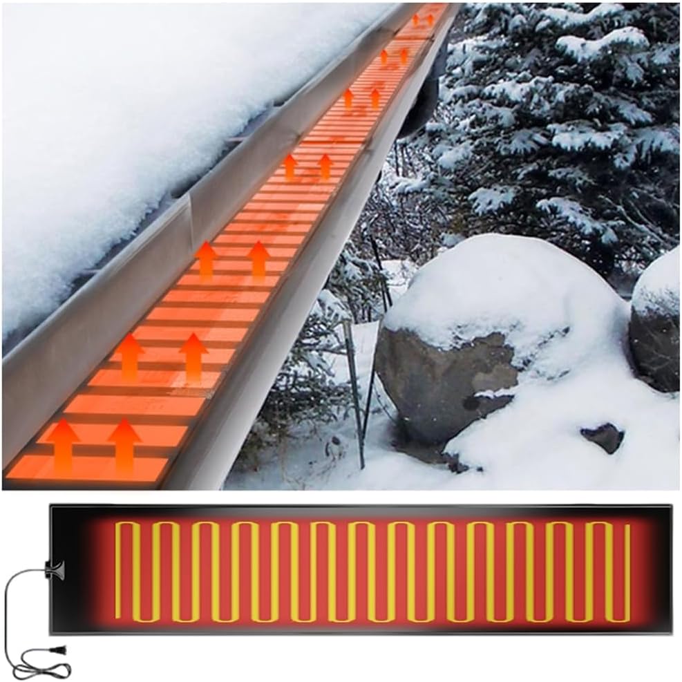 Heated Snow Melting Mats, OutdoorHeater Ice Dam Prevention Heated Outdoor Mats, Electric Snow Melting Mats, for Winter Snow Removal Walkways, Roof and Valley,14FTx21in