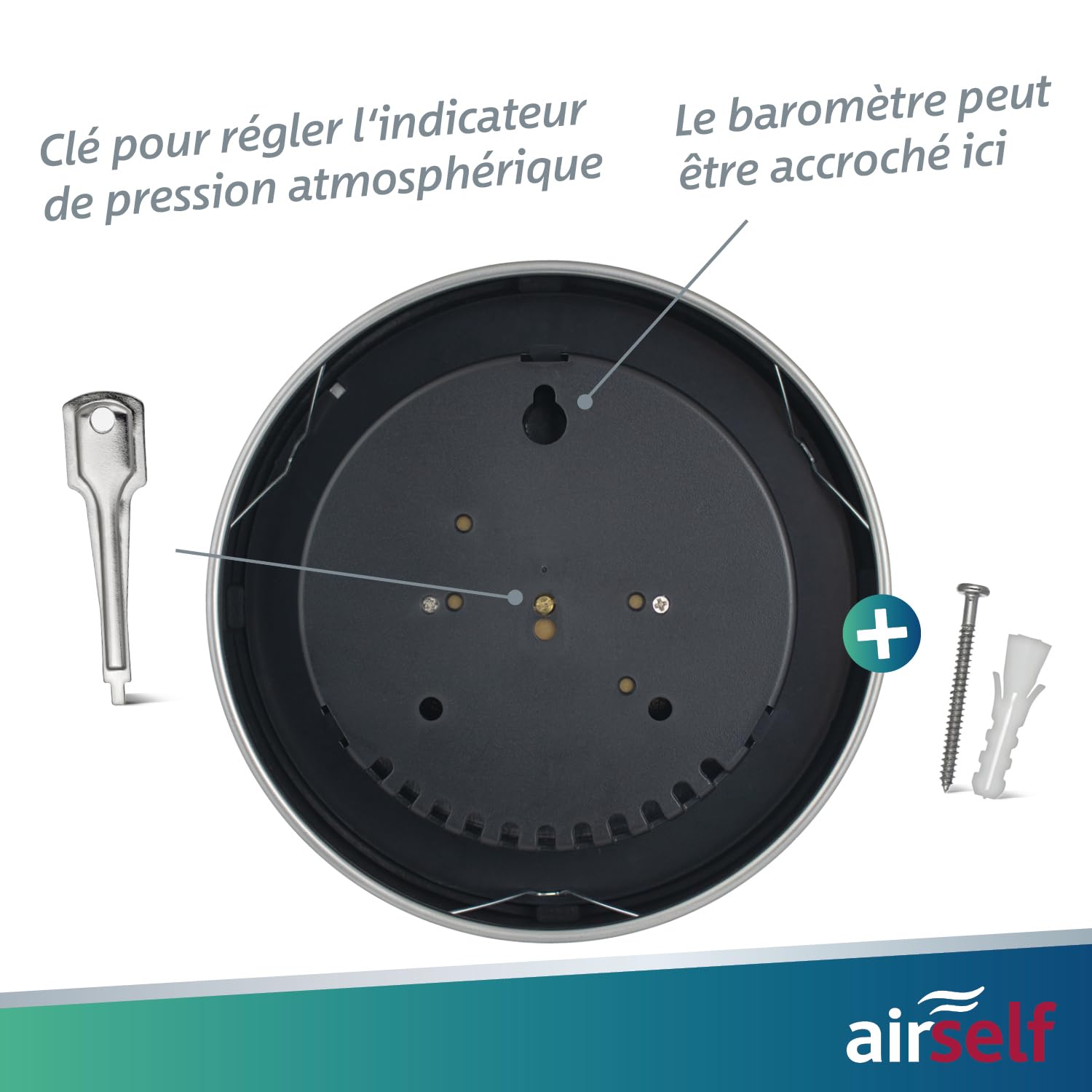 airself Station météo analogique en acier inoxydable - avec baromètre/thermomètre/hygromètre - pour intérieur/extérieur