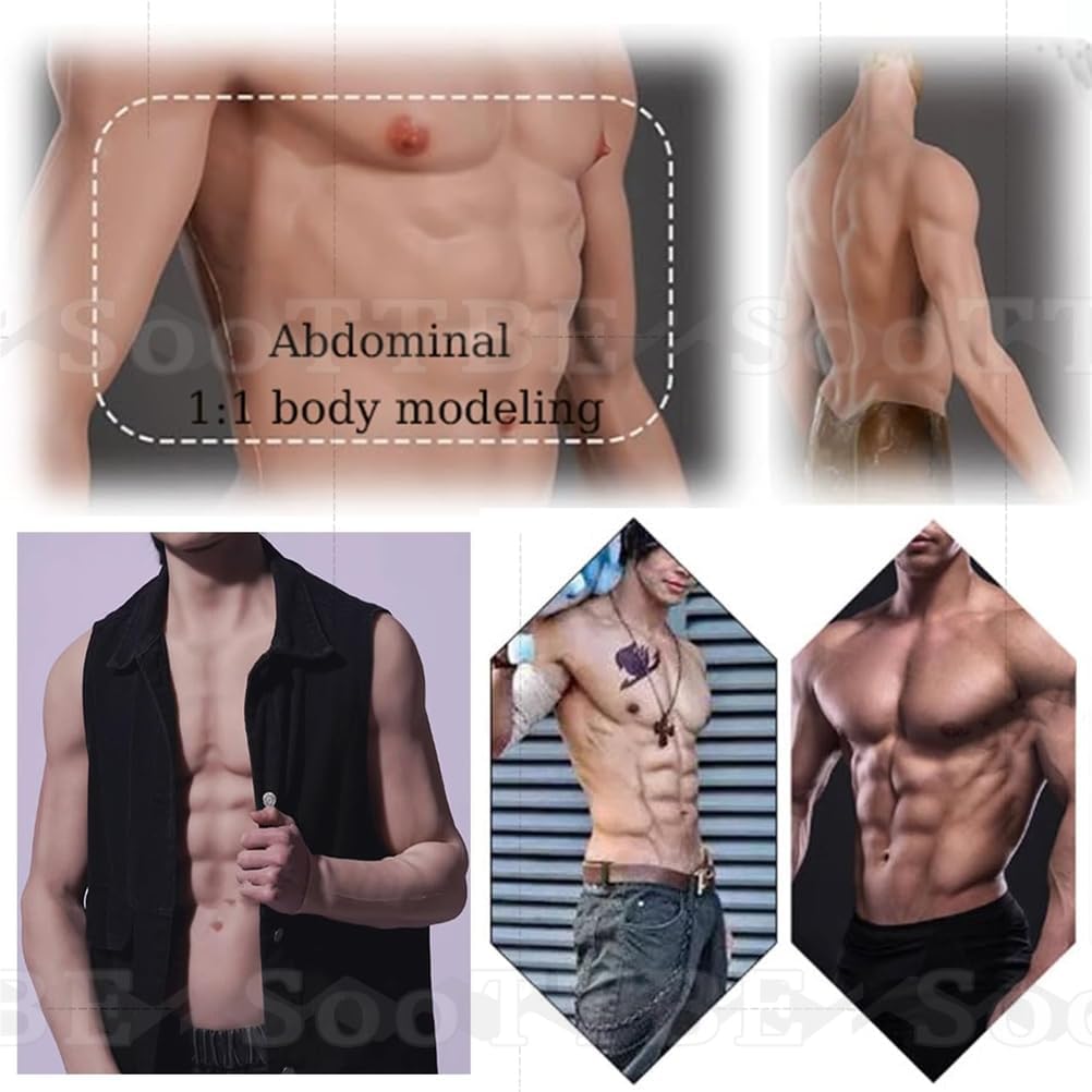 Silicone Muscle Suit Long Sleeve Realistic Fake Chest Bodysuit Upper Body Muscle Shaper Costume for Halloween Props
