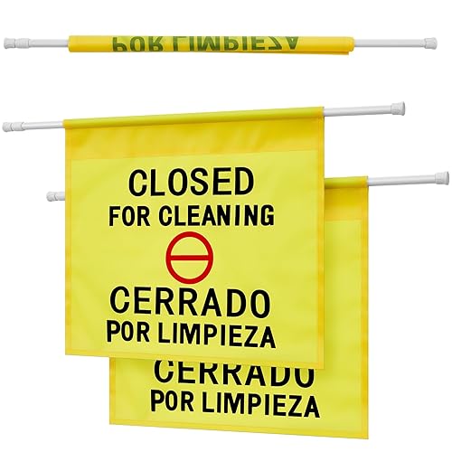 2 Pcs Closed for Cleaning Sign for Restroom English &