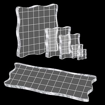 Acrylic Block for Silicone Stamps 6 Pieces Acrylic Stamp Block Set Transparent Stamp Block with Grid Lines Size Mixing Acrylic Stamp Block for Scrapbooking Card Making