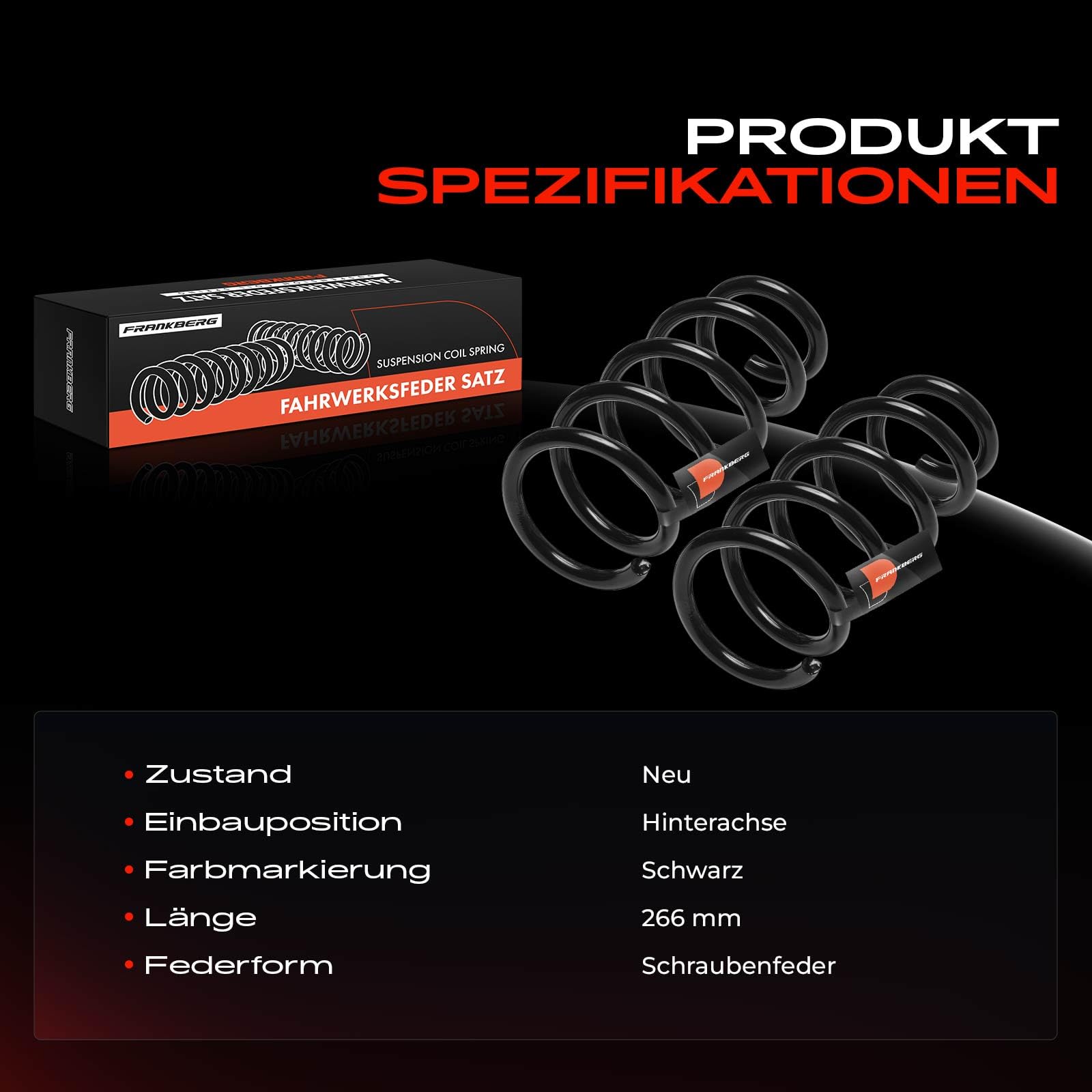 Frankberg 2x Molla di sospensione cuscinetto molla molla elicoidale | asse posteriore, Sinistra, Giusto; 52441SWWE01; Compatibile con: Classe E Cabriolet A207, Serie 5 Gran Turismo F07
