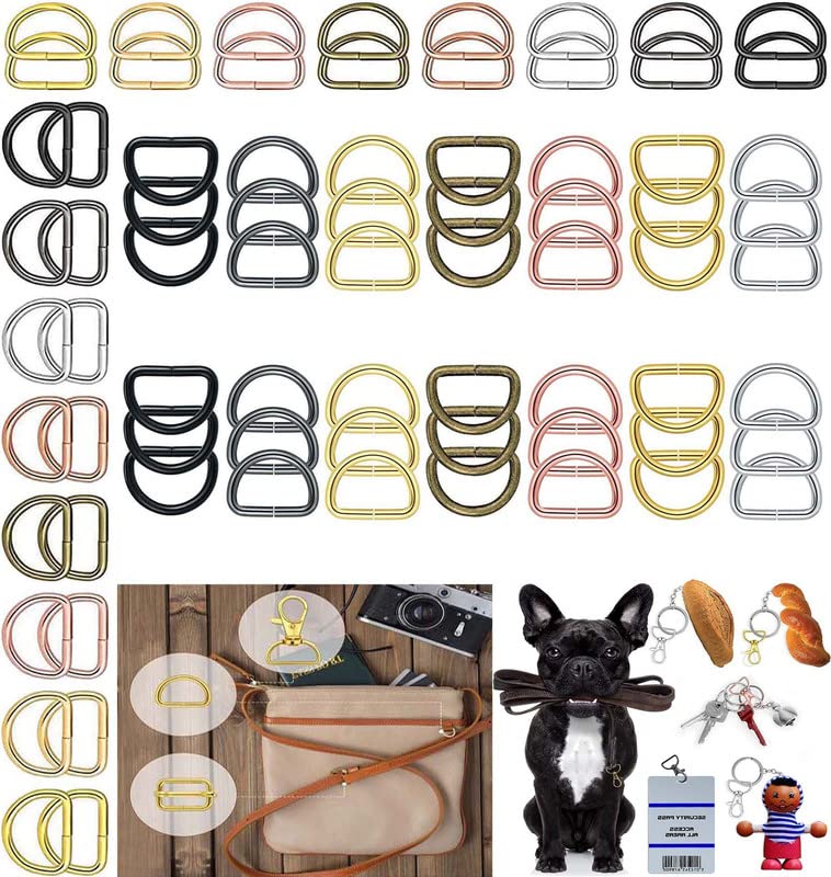 Image of DIY Crafts 6 Pcs D Rings, Electro Silvery, Keyrings & Keychains Round Swivel Snap Hooks Key Rings Chain Jump Rings Mini Screw Metal for Lanyard, I(6 Pcs D Rings, Electro Silvery)