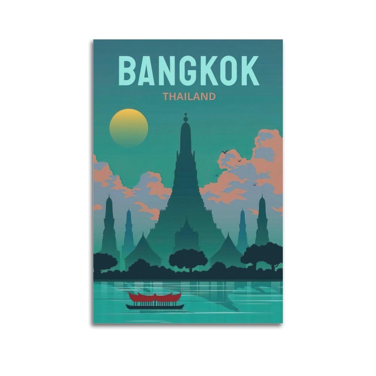 DLJGDS Vintage Travel Poster Bangkok, Thailand Decorative Painting Canvas Wall Posters And Modern Family Bedroom Decor 08x12inch(20x30cm)