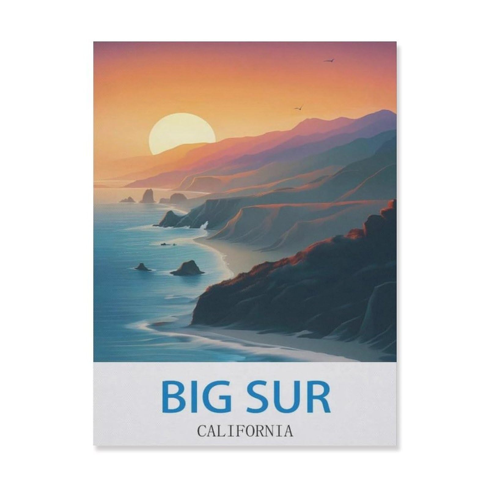 Funny Bathroom Wall Decor Signs，Big Sur California(15x30cm）