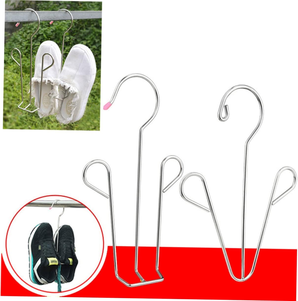 Shoe Drying Rack for Dryer 2pcs Stainless Steel Hangers Boot Organizer Shoe Dry Rack Silver