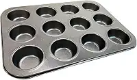 Kit Forminhas de Silicone Cupcake 12 Unidades Reutilizável e Forma de Aço Assadeira Antiaderente para Cupcake e Muffin - Formas para Mini Bolos Air Fryer ou Forno Premium MyBrins (Assadeira)