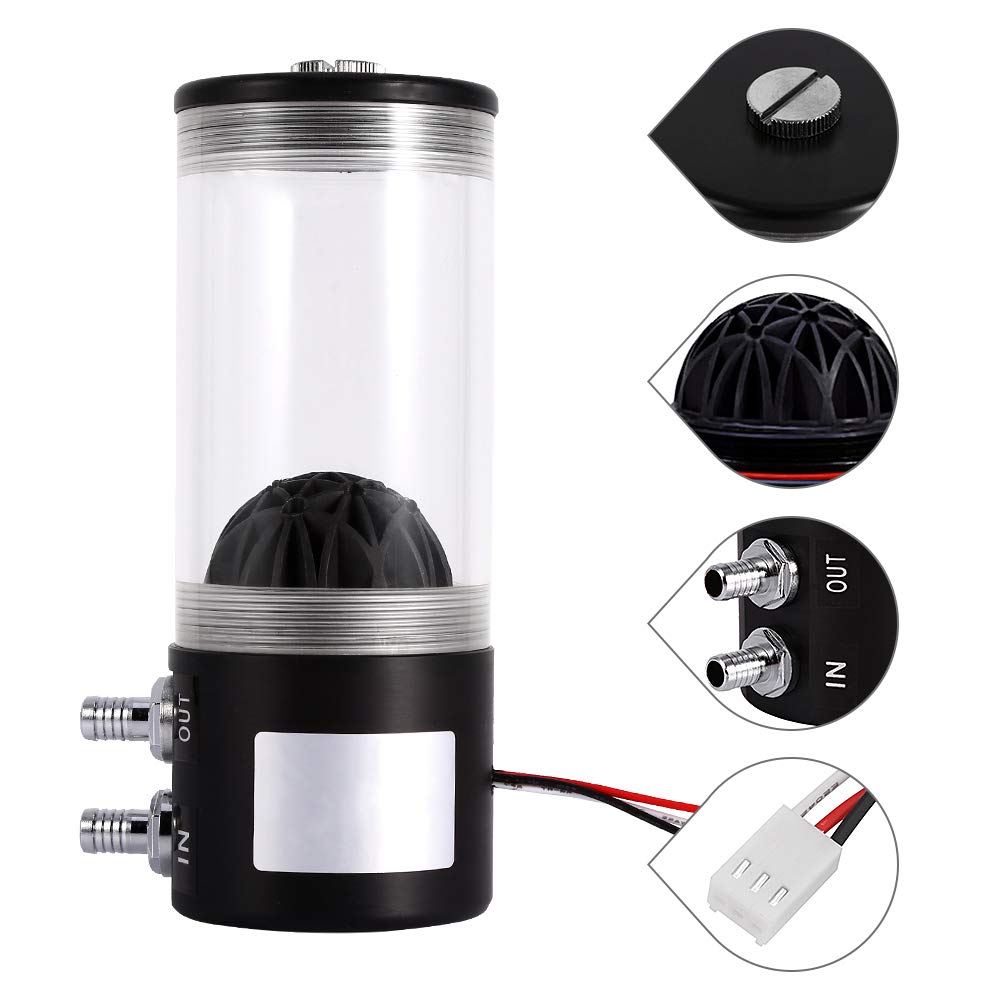 pompa acqua pc + Raffreddamento Radiatore acqua Pompa Serbatoio Scambiatore di calore Silenziatore 500L / H 10W DC 12V CPU