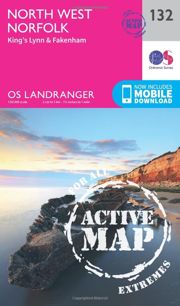 North West Norfolk Map | Weatherproof | King’s Lynn & Fakenham | Ordnance Survey | OS Landranger Active Map 132 | England | Walks | Cycling | Days Out | Maps | Adventure