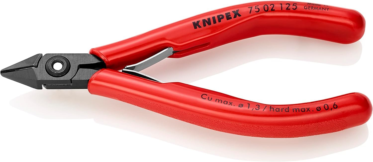 KNIPEX Alicates de corte diagonal para electrónica con mangos recubiertos de plástico 125 mm, 75 02 125