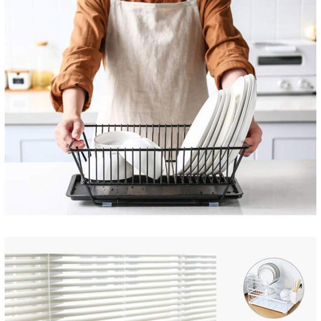 Escurreplatos de Acero Inoxidable para Cocina, Color Blanco, Duradero, Ahorra Espacio, diseño Moderno Ajustable, secar Platos y Utensilios, fácil de Limpiar, Resistente a la ox