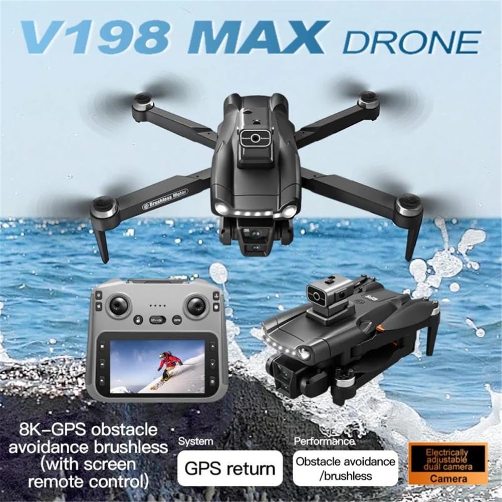 Single Battery,4K,dron v198 GPS MAX con cámara Profesional HD de 8k, 5g WiFi, cuadricóptero Plegable con láser sin escobillas y evitación de barreras.