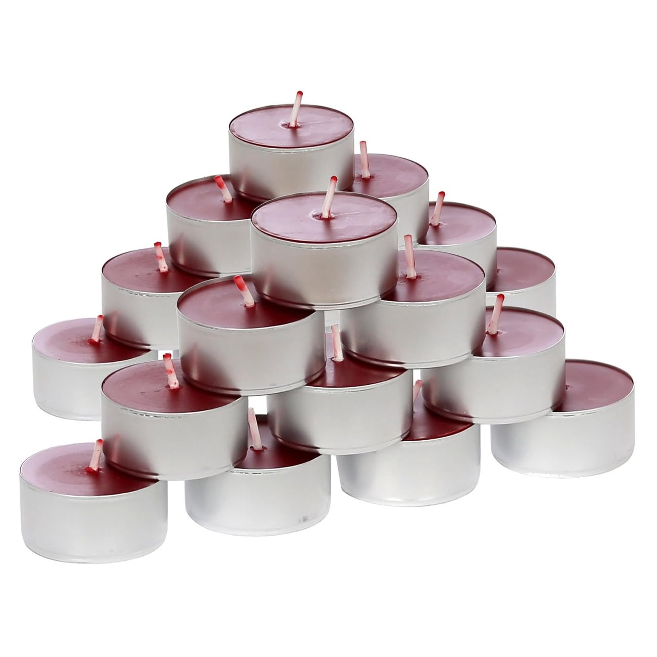 Velas de té de cera de abejas rojas con aroma de cera de abeja 100% natural en funda de aluminio, tamaño: juego de 40