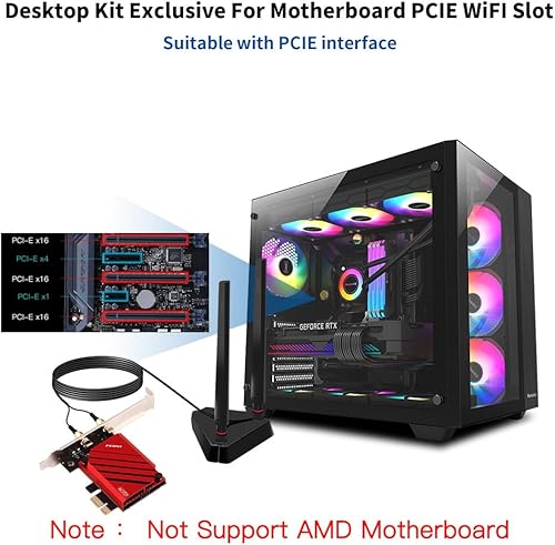 Vista 16 de FENVI Tarjeta PCIe WiFi 6E para PC de escritorio, adaptador de red inalámbrica AX5400 de tres bandas, Bluetooth 5.3, chip MT7922, soporte de perfil