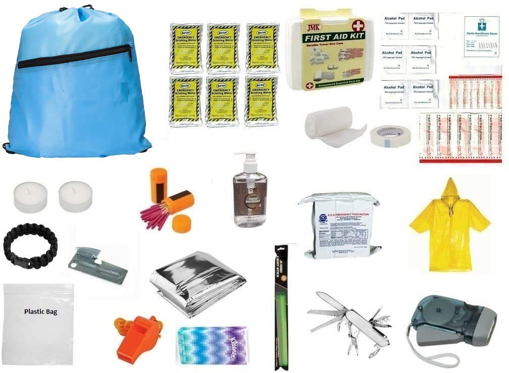 3 Day Emergency Backpack Survival Kit Food Water Blanket Whistle Flashlight 1st Aid 72 Hr