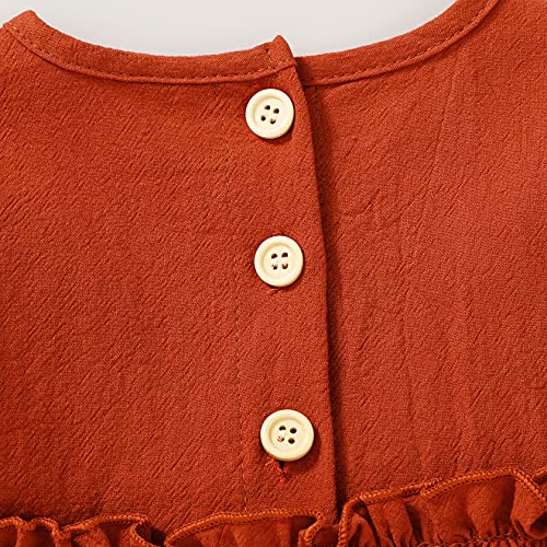 Toddler Girl Fall Dress Long Sleeve Vintage Play Wear Kids Solid Dresses Tops Winter Outfits Casual Clothes (Red, 3-4T) #TOP5