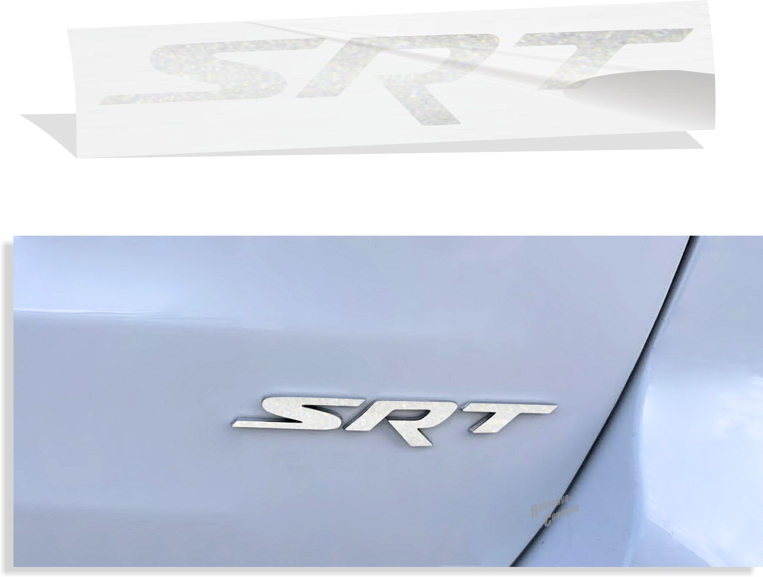 Reflective Concepts SRT Rear Emblem Overlay Decal Sticker- 2014-2021 Jeep Grand Cherokee SRT - (Color: Silver Metallic)