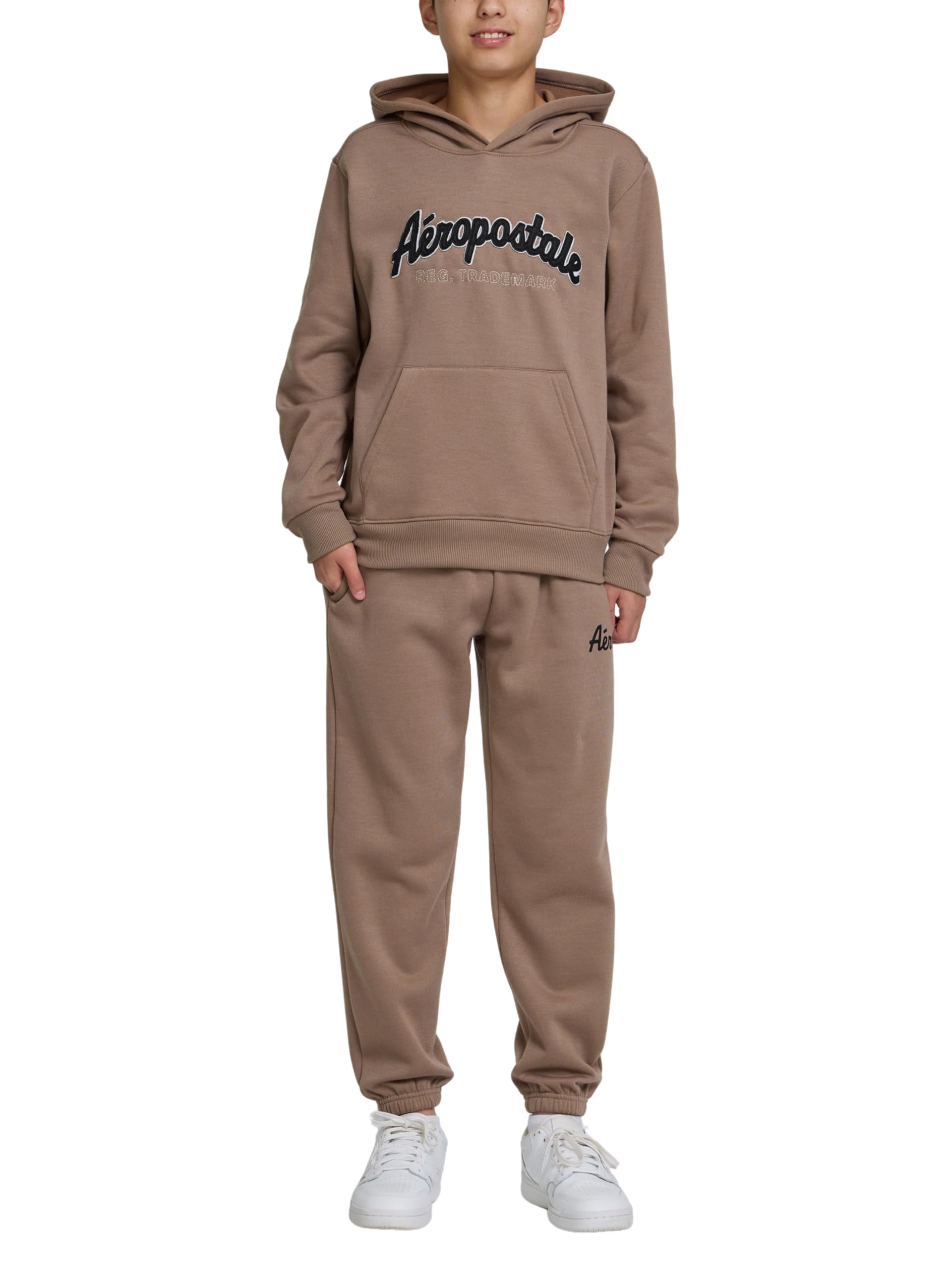 aeropostale boys 2 piece outfit - pullover hoodie and athletic pants, youth jogger sweatpants and sweatshirt, sizes 4-12