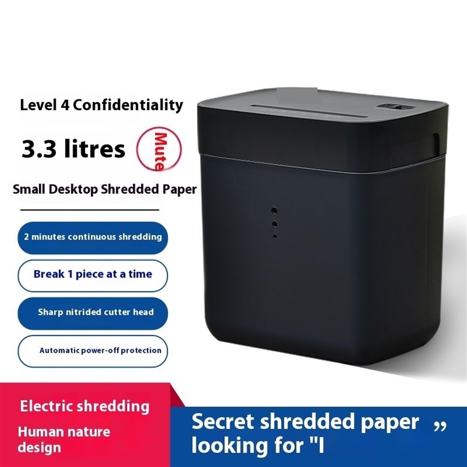Biuro Dom Mini Elektryczna Niszczarka Papieru Małe Komercyjne Wysokiej Mocy Dokumentów 4 Jednostki Zabezpieczenie przed przegrzaniem(NES-T01C)
