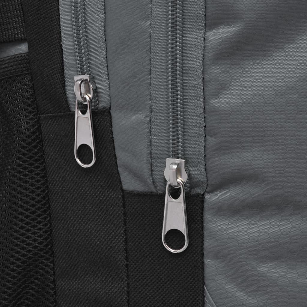 Zaino scuola 40L nero e grigio in poliestere 600D rivestito con 3 scomparti, zaino per laptop con spallacci imbottiti, impermeabile per scuola, viaggi, escursioni, pendolari, 33 x 17 x 50 cm