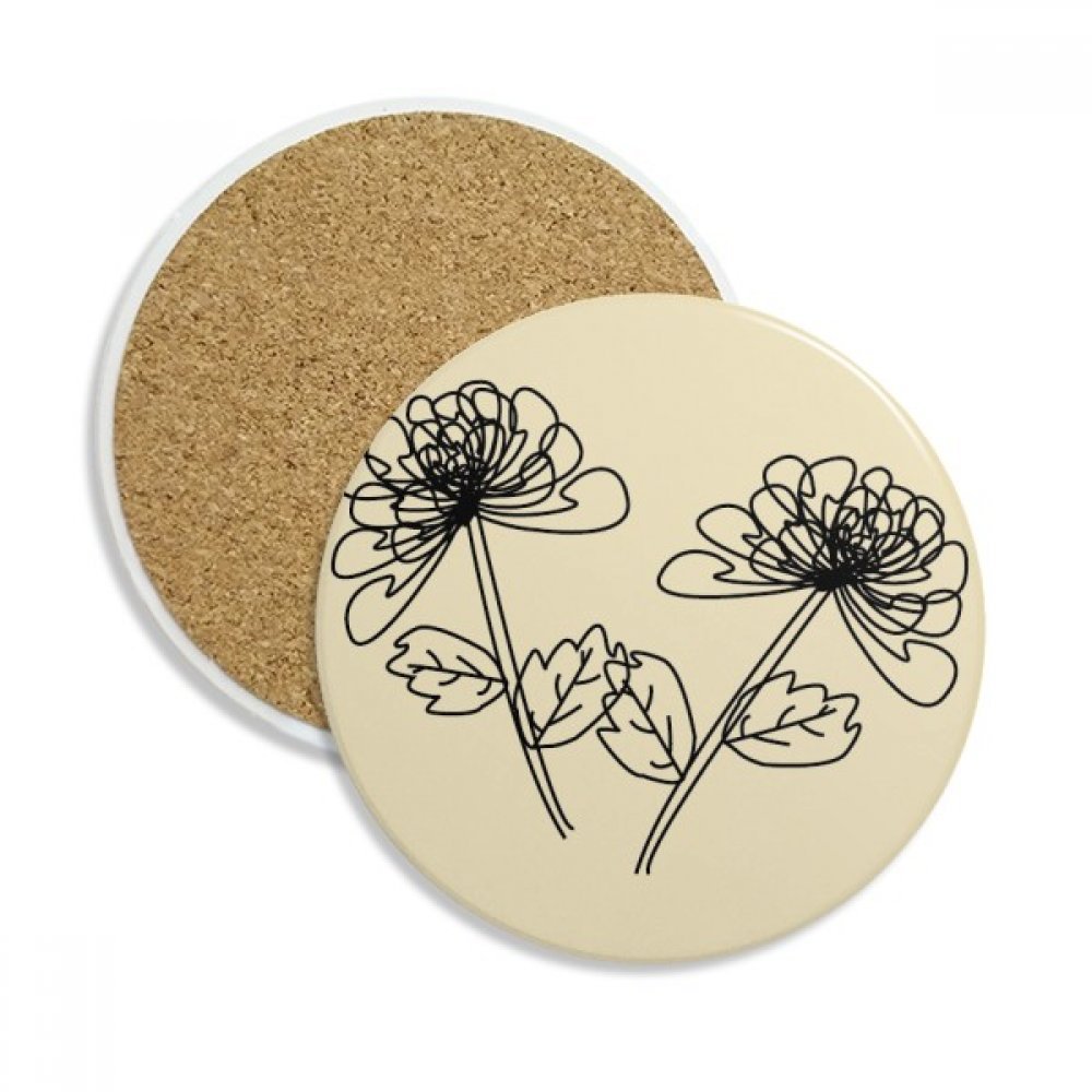 Coaster en céramique et pierre absorbante dessous de verre motif fleur 2Pcs