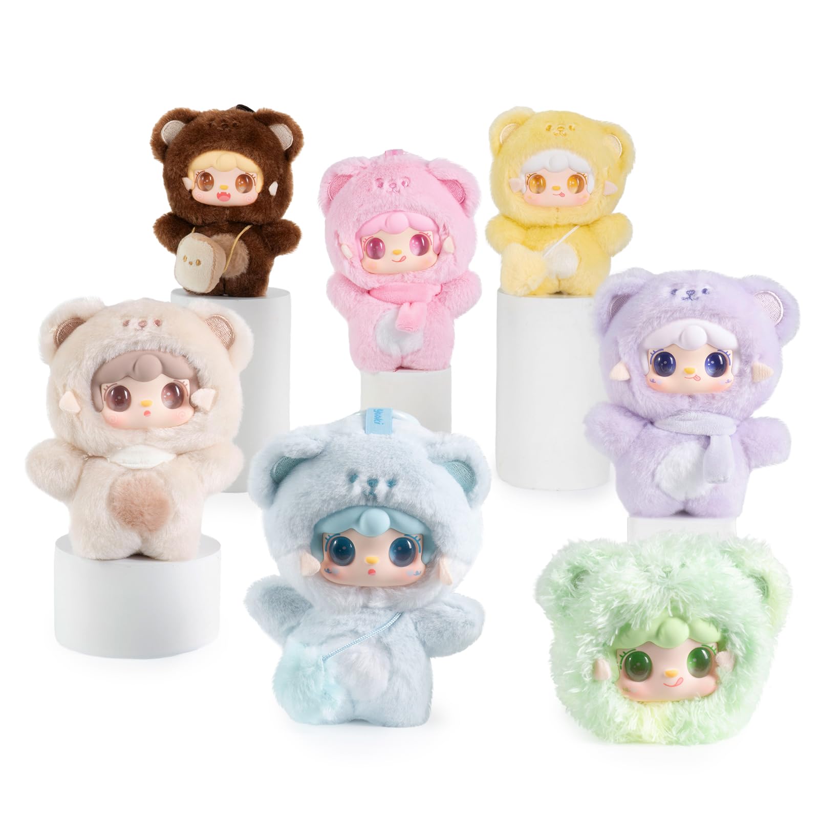 BEEMAI Yooki Take A Bite of Bear Series 6-Box Set (Set of 6 No Repeat), Plush Blind Box Cute Figures Collectible Birthday Gifts