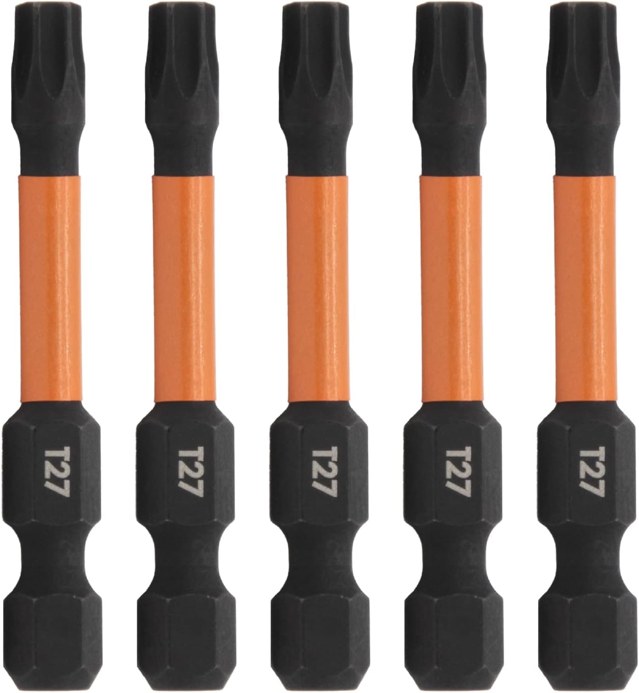TORX T27 Impact Driver Bit - Railer TORX T-27 Star Bits. 1/4 Quick Release S2 Steel 2 inch TORX Bits. (5 Pack)