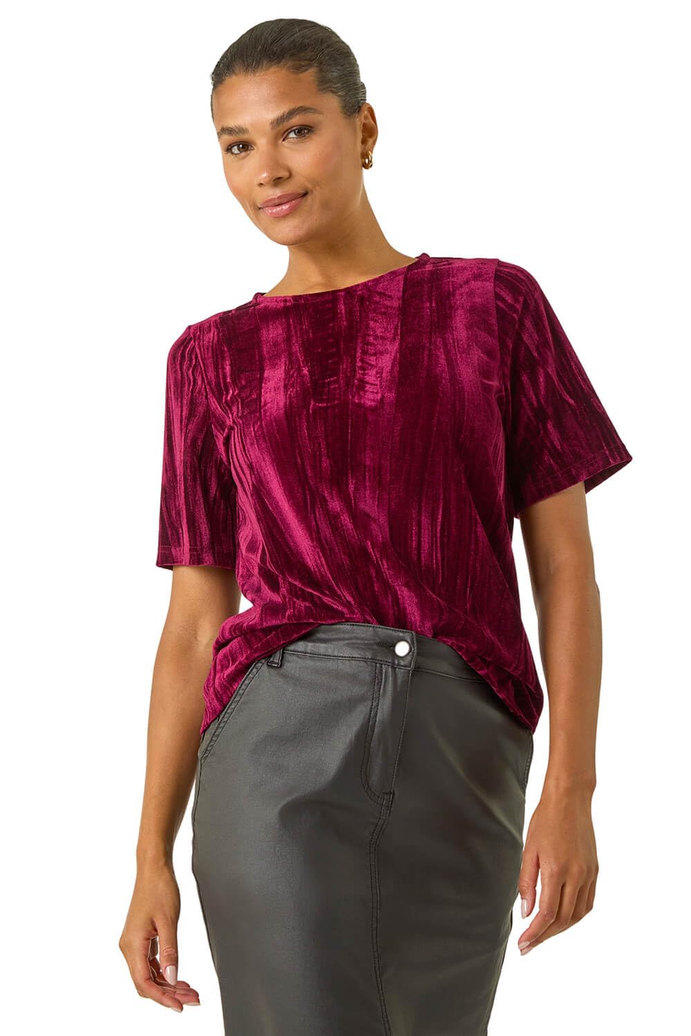 Roman - Women's Velvet Top - Size 20 - Wine