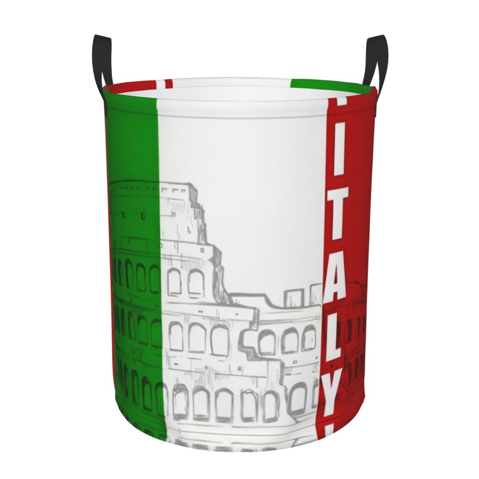 S Circular Hamper – Collapsible Roman Colosseum Italian Flag Print Laundry Basket