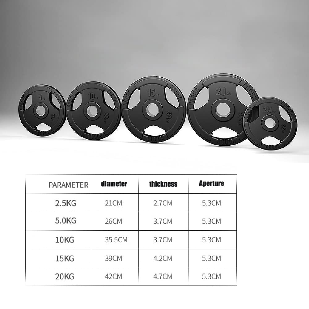 Placas de Peso olímpico Pesos de Hierro Fundido Recubierto de Goma, Tri Agarre Radial, manijas de Bomba de Disco, Adulto Unisex, Negro, Aptitud en el hogar (Size : 5kg)