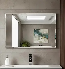 Espelho Decorativo Retangular 60x40cm, Bisotê de 20mm, Vidro de 4mm, Montagem na Parede, Ideal para Sala, Banheiro, Quarto ou Cozinha