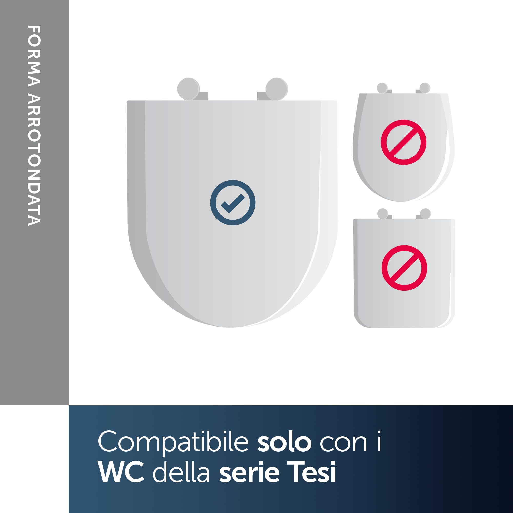 Ideal Standard Tesi Sedile WC, forma arrotondata, Sedile a chiusura rallentata e Opzione di sgancio rapido, in robusto duroplast – Bianco (370x450x45 mm)