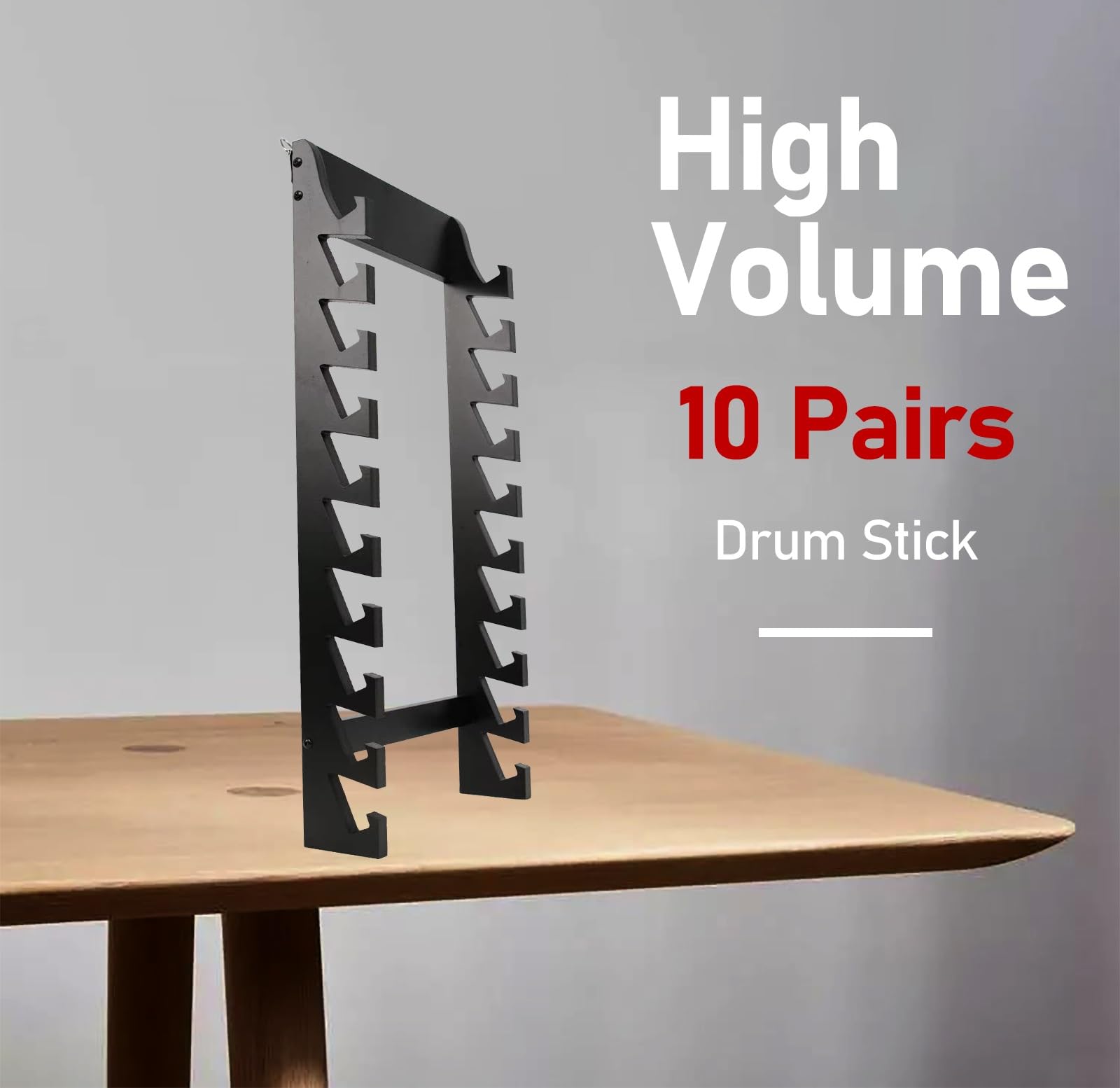 Drumstick Halter Wandhalterung, Holz Drum Stick Display für 10 Paar Drumsticks, Drumstick Collection Zubehör, Zauberstab Ständer Wand, Geschenke für Schlagzeuger