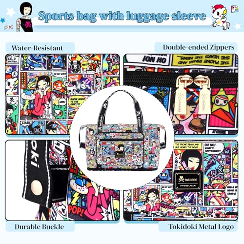 Tokidoki Unicorno Travel Duffel Bag Waterproof Weekender Bag Carry On Tote Bags for Women Cartoon Unicorno Large Capacity Travel Essentials Sport Gym Bag for Women Men (TB-Super Adios)4