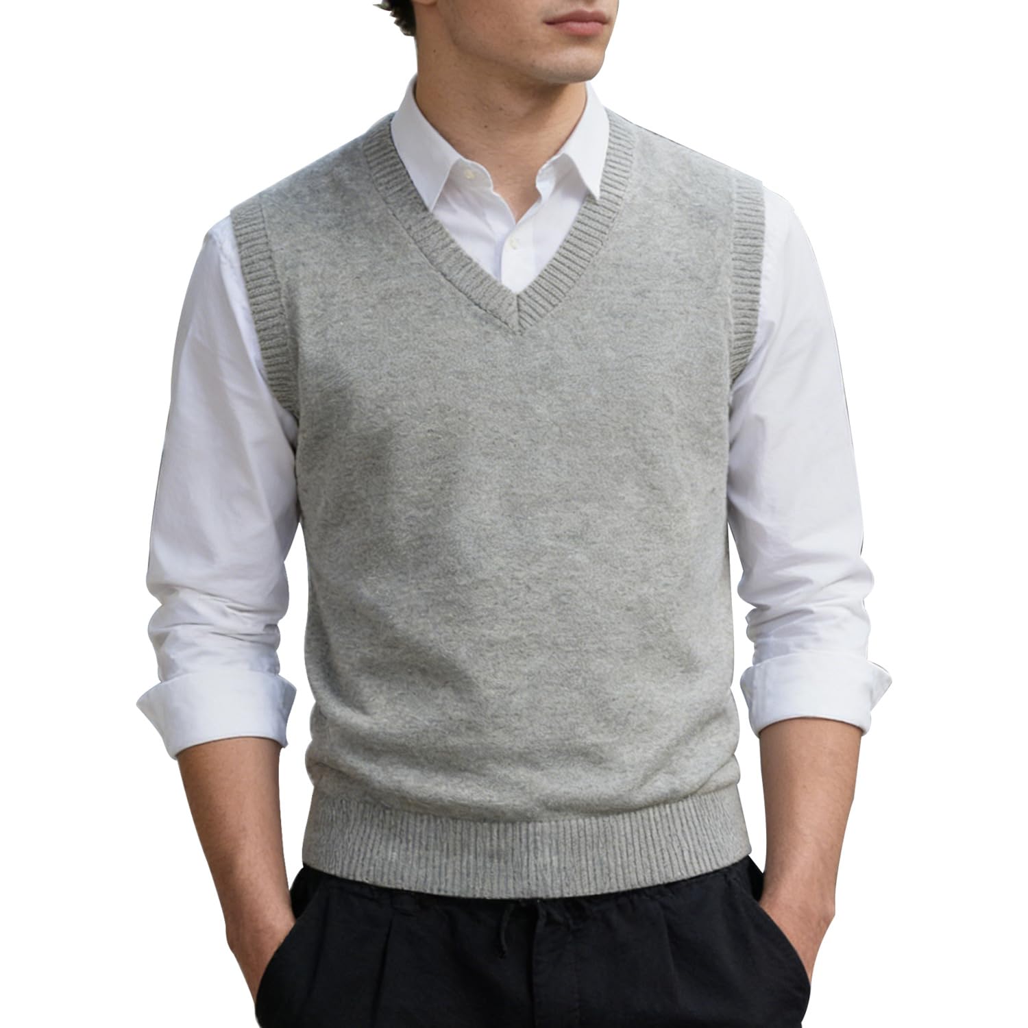 Pulls sans Manches pour Hommes Gilets Tricotés à Col en V