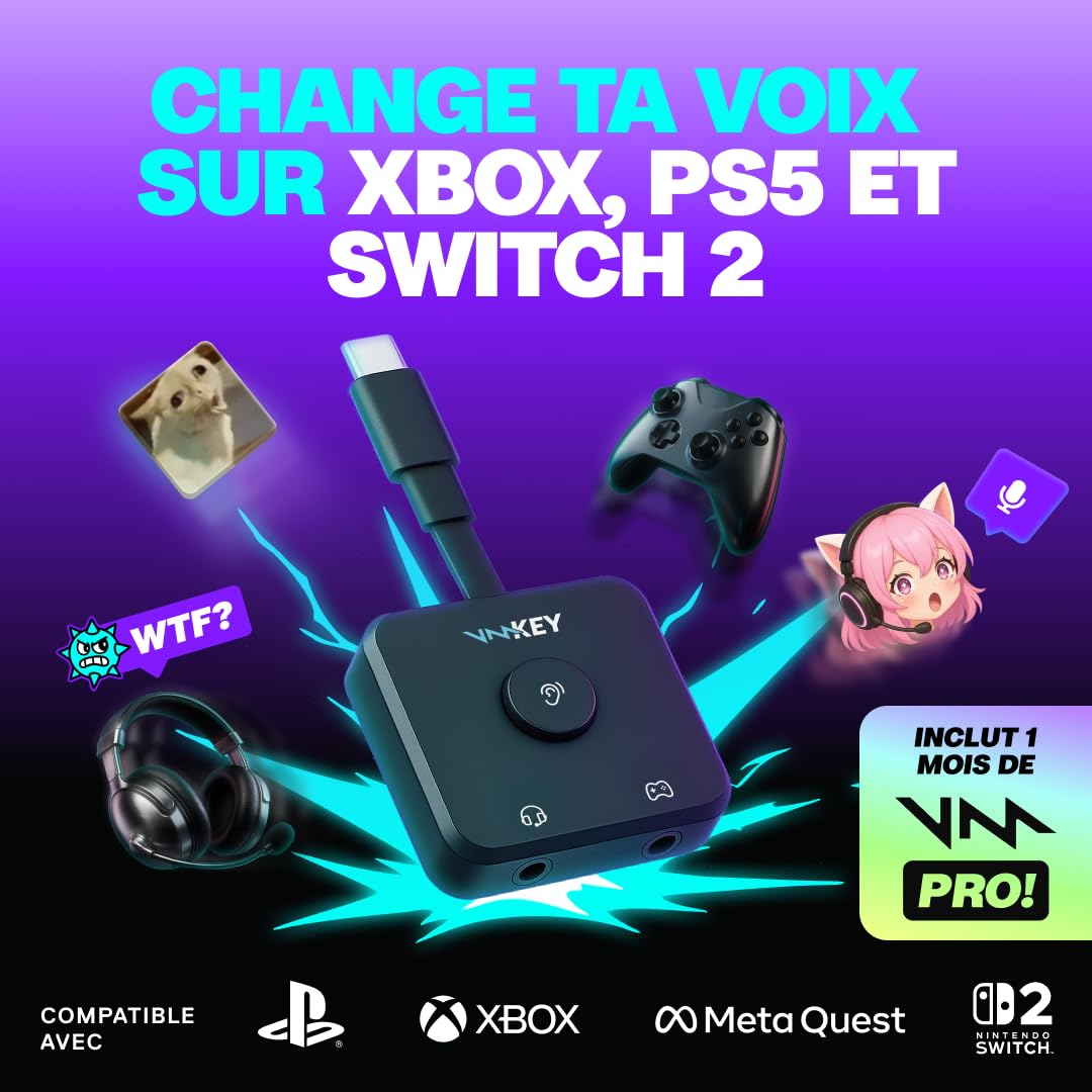 Voicemod Key - VMKey Modificateur de Voix en Temps Réel et Soundboard pour Consoles de Jeu (Compatible avec PS5, PS4, Xbox, SWITCH2)