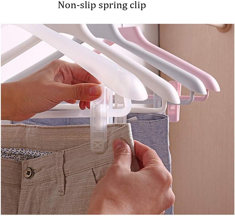- Plastic Combination Hanger with Adjustable Clip Space-Saving Wide-Shoulder Hanger Chrome Hook Suit top Pants Underwear Skirt (Pack of 5) (Color : Pink) (Clear)