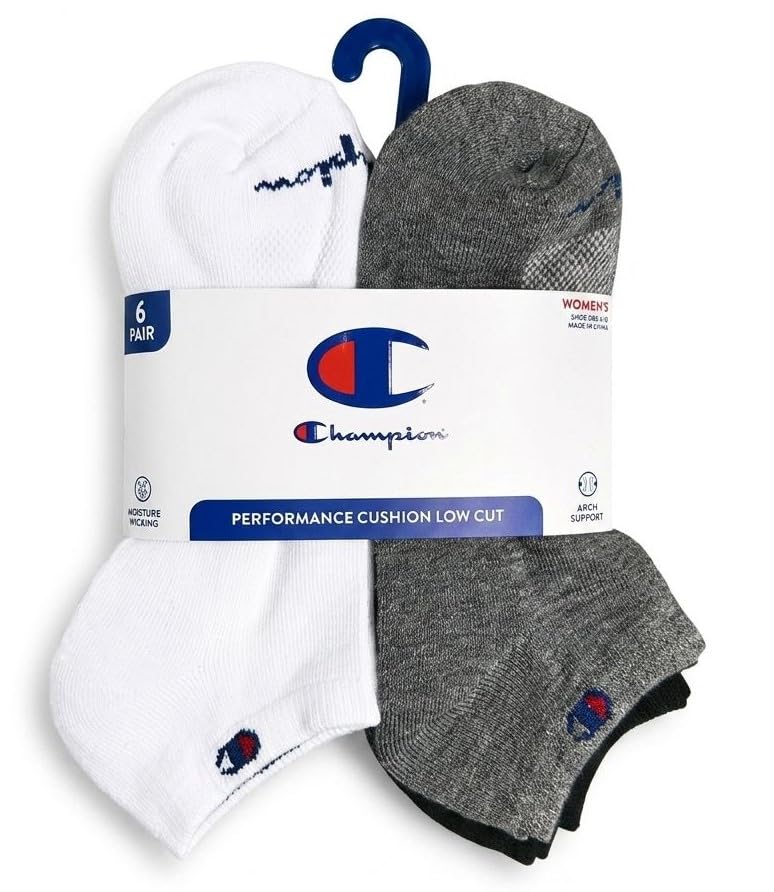 Image of Champion Women's Low Cut Beathable Moisture-Wicking Athletic Socks (6-Pack)