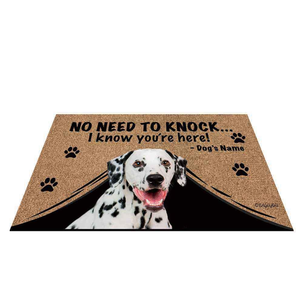 BAGEYOU Personalized Dog's Name Outdoor Doormat with My Love Dog Dalmatian Welcome Floor Mat Not Need to Knock I Know You're Here 27.5" x 17.7" — image 1