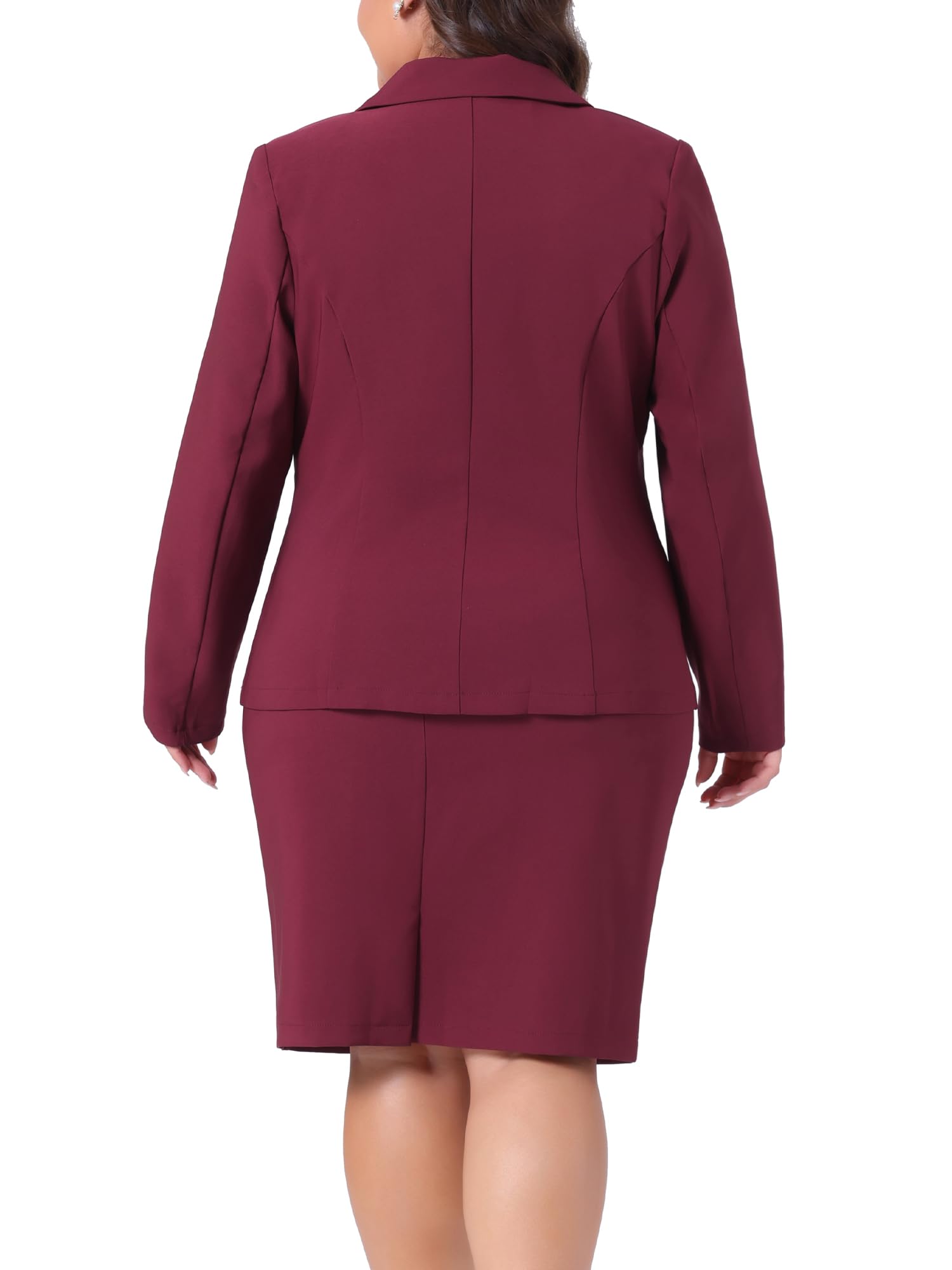 Agnes Orinda Rockanzüge in Übergröße für Damen 2-teiliges Anzug-Rock-Set Business Casual Langarm-Blazer und Bleistiftrock